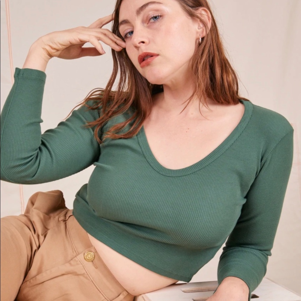 Big Bud Press Long Sleeve V Neck Tee - Emerald Green